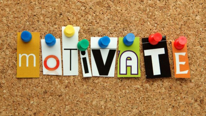 Motivate spelled in cutout magazine letters