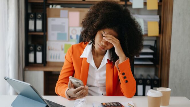 Stressed out business woman.