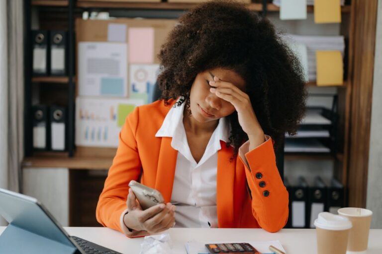 Stressed out business woman.