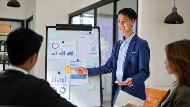 Man who has overcome intimidation of pitching to a big client