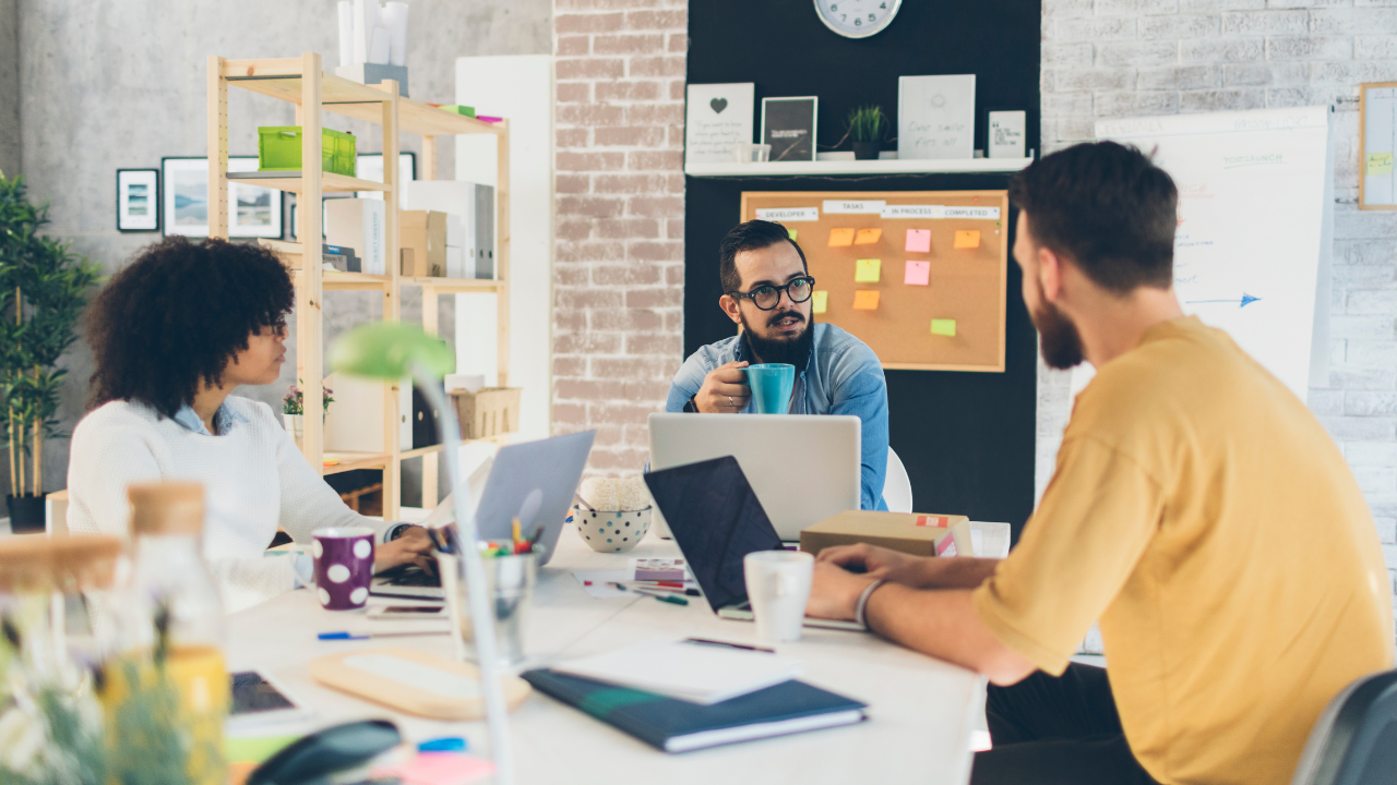 Three coworkers at a startup