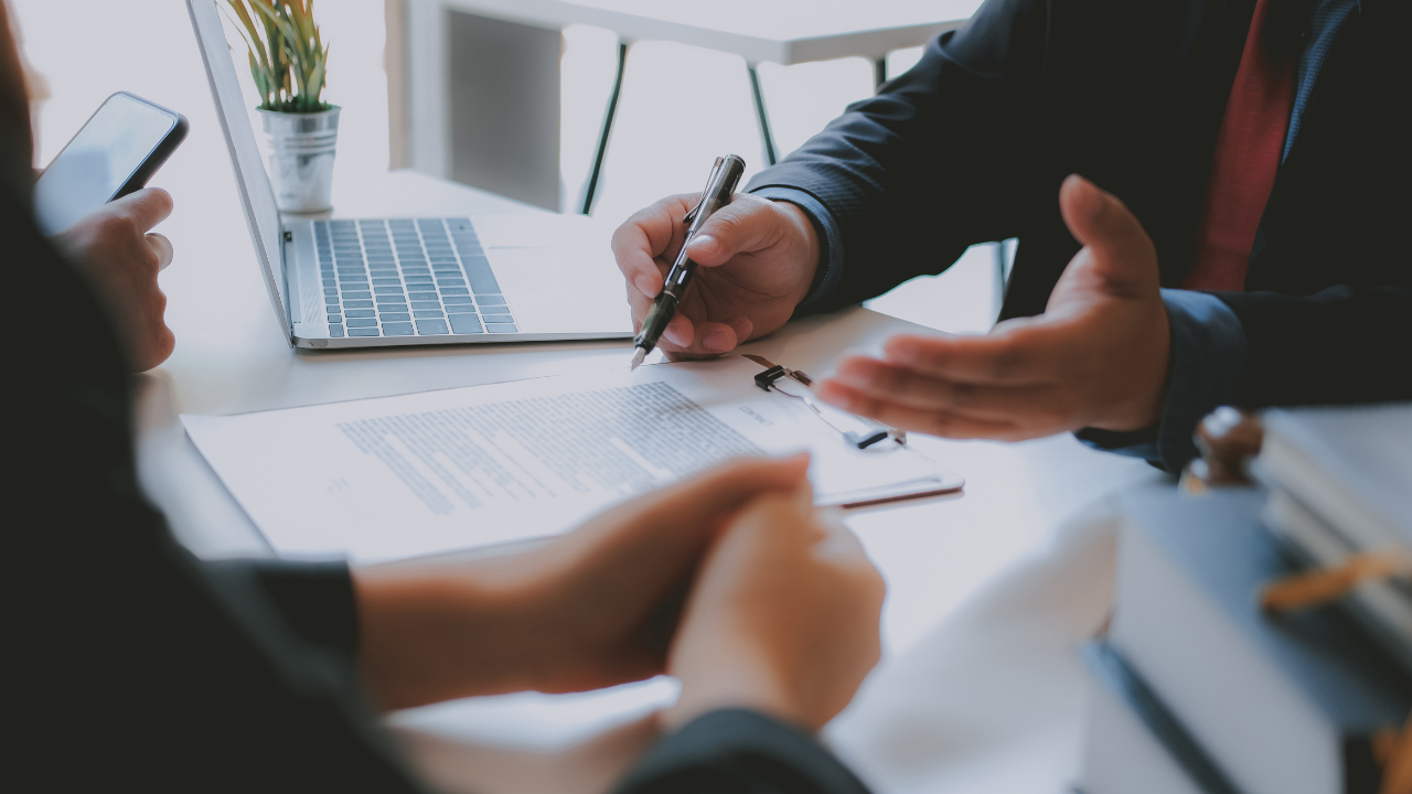 consultant hand explaining business